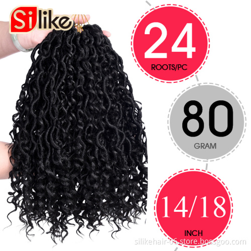 Silike Faux Locs curly Crochet Braids18 Inch Soft Natural Synthetic Hair Extension 12Stands/Pack Goddess Faux Locks Hair